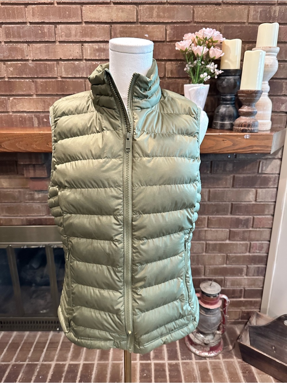 Quince Olive Green Quilted Puffer Vest